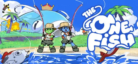 Official promotional artwork showing cartoon fishers, fish and a boat beside The One Fish title.