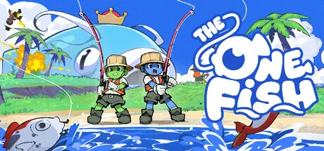 Official promotional artwork showing cartoon fishers, fish and a boat beside The One Fish title.