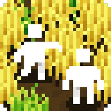 Official app icon for Tiny Terraces, showing a pixel-art character among yellow plants.