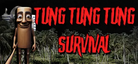 Tung Tung Tung Survival promotional art with a wooden figure in a forest.