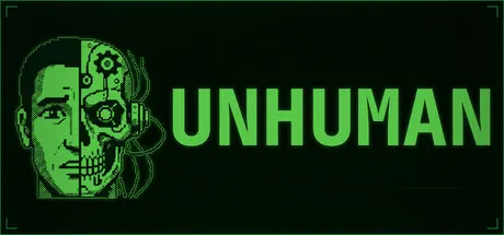 UNHUMAN title beside a green pixel-art face