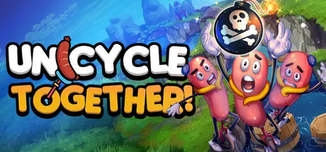 Unicycle Together artwork with sausage characters, unicycles and a bomb