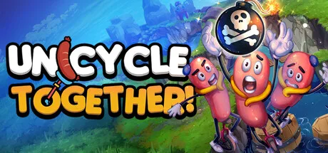 Unicycle Together artwork with sausage characters, unicycles and a bomb