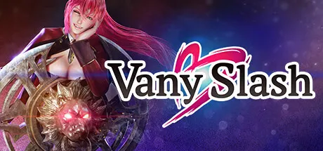 VanySlash logo beside a pink-haired armored figure and an ornate glowing weapon