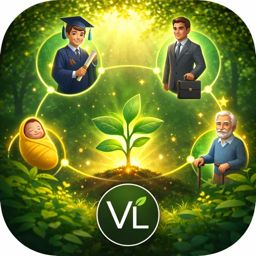 Official app icon for Verdant - Life Simulation, showing two people beside a glowing green sapling.
