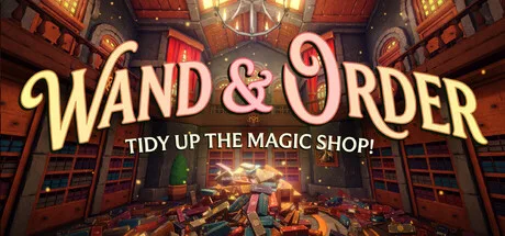 Books and bottles scattered around a magical shop under the Wand & Order title.