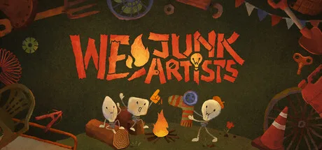 We, Junk Artists title over small characters and scattered objects around a fire