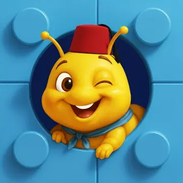 Official app icon for Wiggle Tangle - Thread Puzzle, showing a yellow smiling creature with antennae.